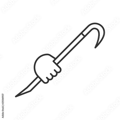 Hand holding crowbar linear icon