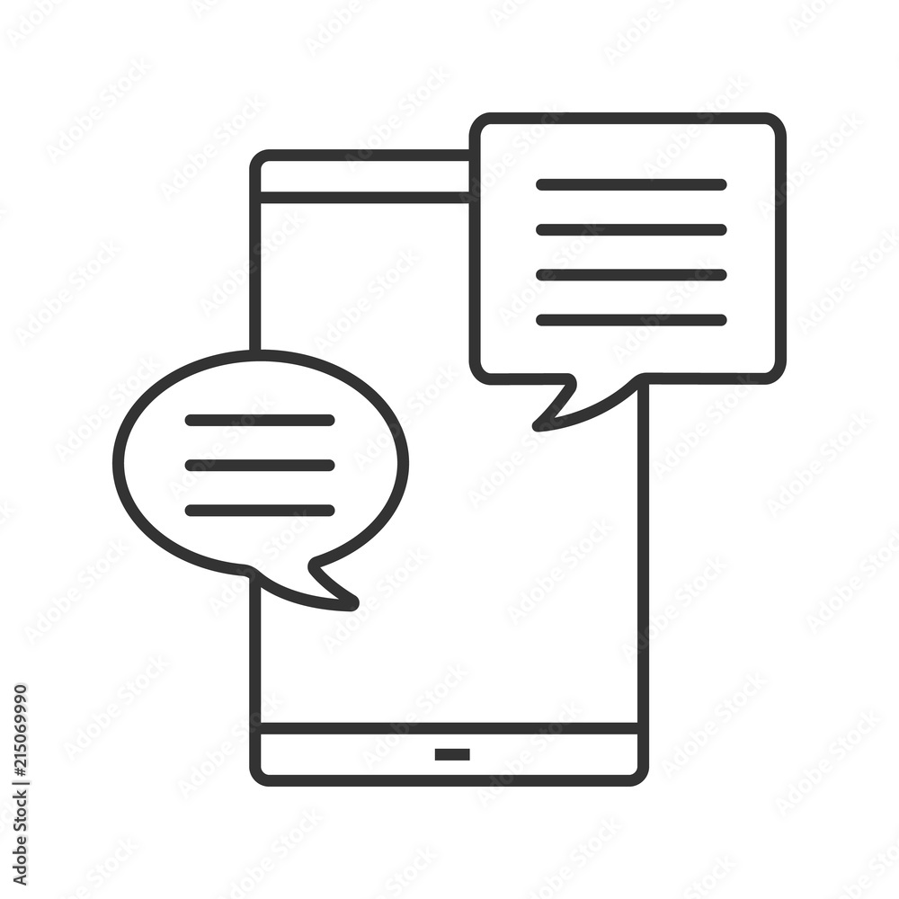 Smartphone with speech bubble linear icon Smartphone with speech bubble linear icon