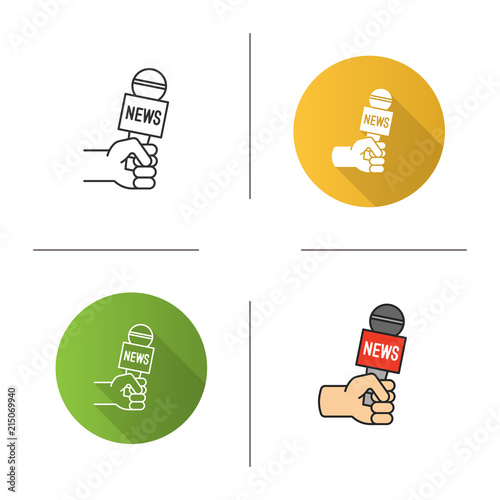 Journalist holding microphone icon