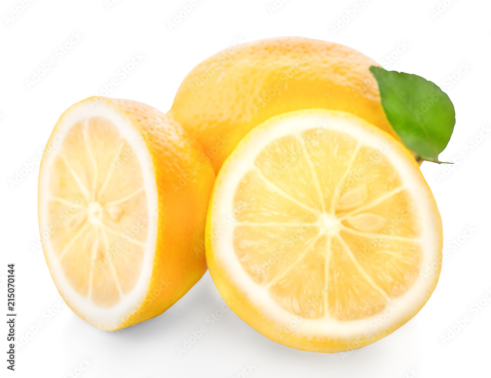Yellow Fresh Lemon Isolated On White Background
