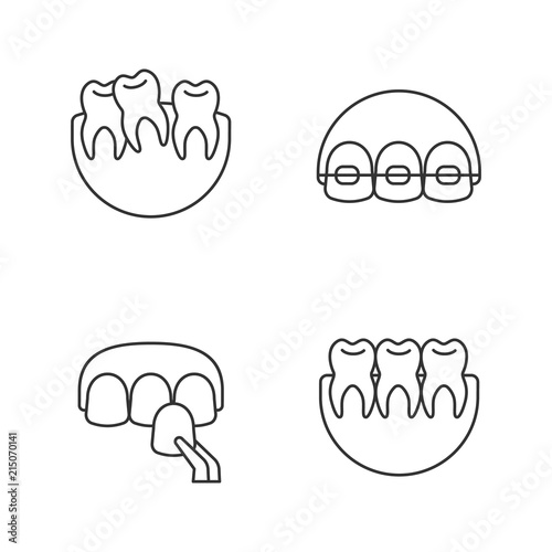 Dentistry linear icons set
