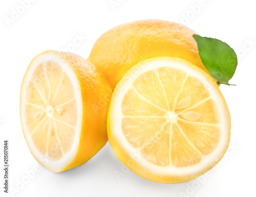 Yellow Fresh Lemon Isolated On White Background