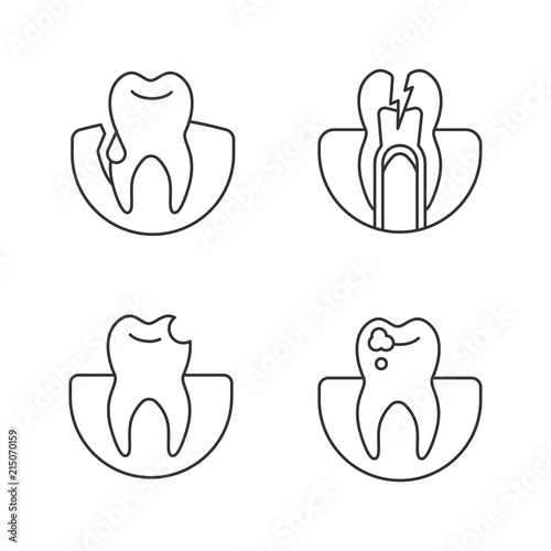 Dentistry linear icons set