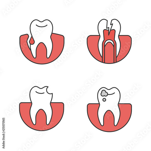 Dentistry color icons set