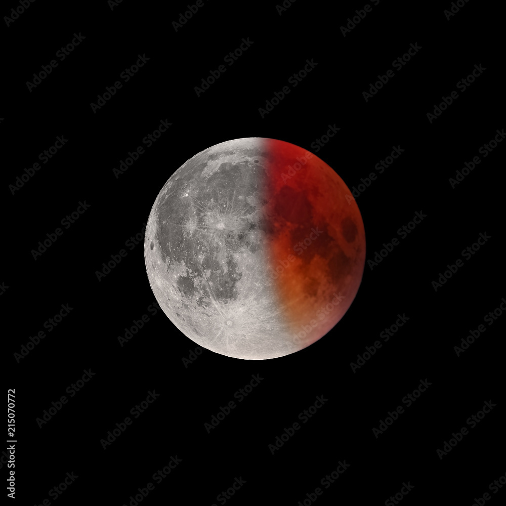 Fototapeta premium Ending of Super Bloody Moon full eclipse