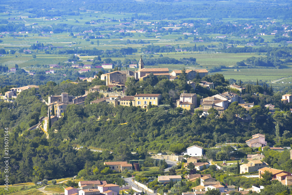 Crillon-le-Brave with surrounding landscape, Provence, France, old village built on a hill