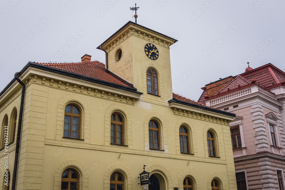 Fototapeta premium Old Town Hall building in Vsetin town in historical Moravian region of Czech Republic
