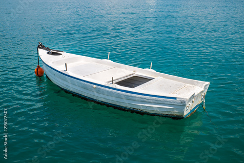 small Fishing Boat on shore of Lagoon. Greece © PTK