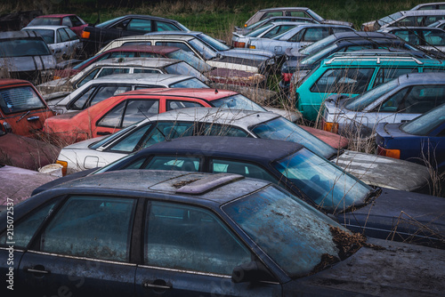 Car cemetery in Moravian Silesian Region of Czech Republic photo