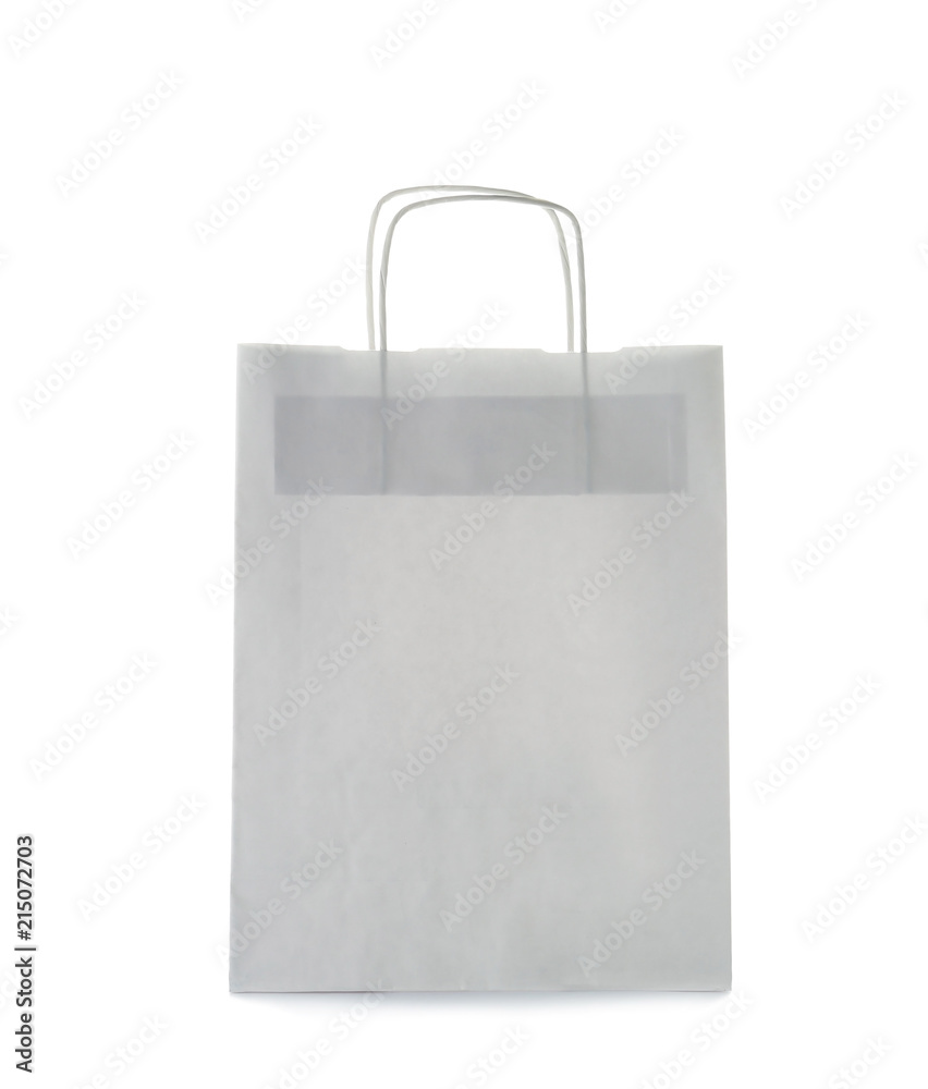 Mockup of paper shopping bag on white background Mockup of paper shopping bag on white background