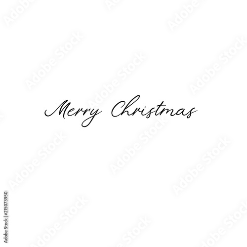 Merry Christmas. Holiday calligraphy. Handwritten brush lettering for greeting card, poster, invitation, banner. Hand drawn card template. Isolated on white background.