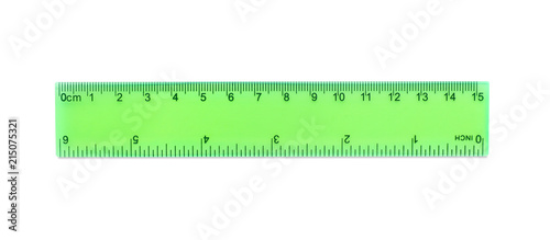 Colorful ruler on white background. School stationery