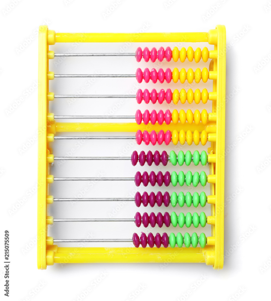Colorful abacus on white background. School stationery Colorful abacus on white background. School stationery
