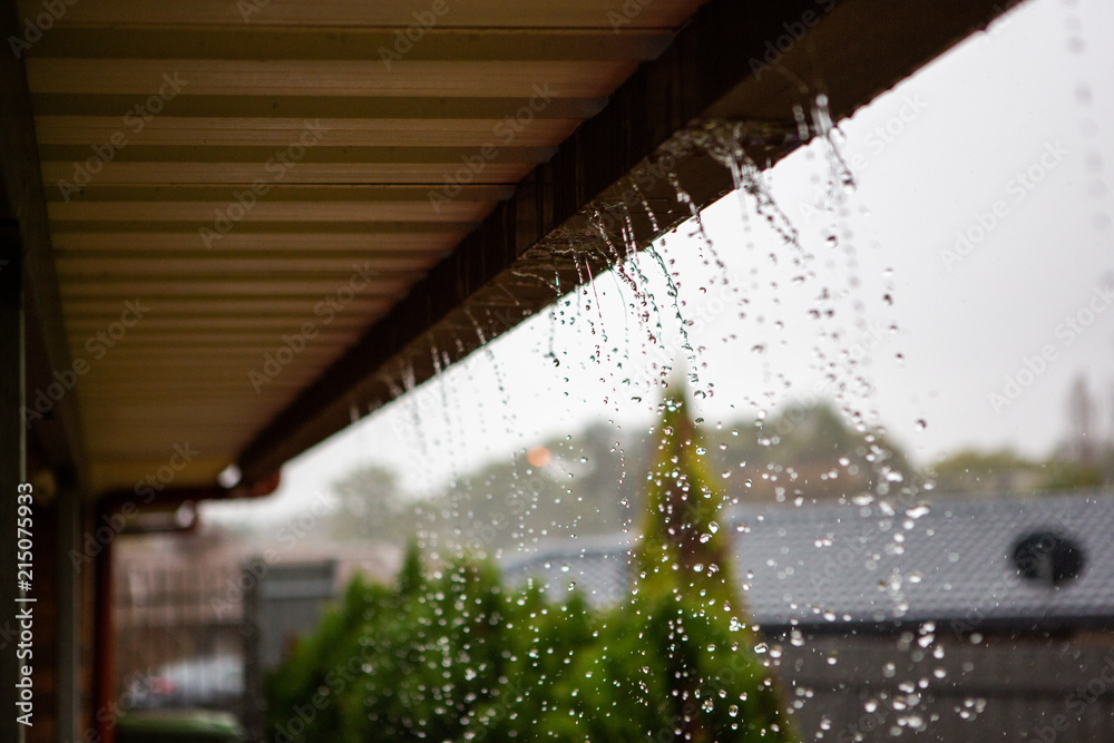 Overflowing house gutters in winter in adelaide south australia on 19th July 2018