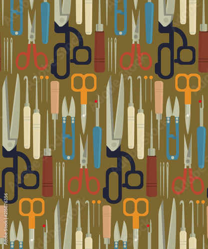 Collection set icon of sets Sewing equipment, dressmaking and needlework accessories icons set with coils of threads, pins,tape measure, scissors and buttons.  