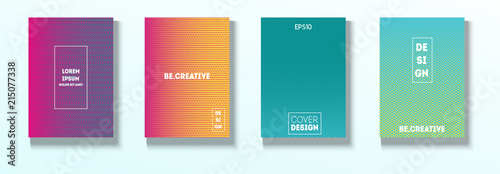 Minimal Covers, Vector Hipster Abstract Brands Design. Magenta, Cyan, Yellow Corporate Identity Blend Tech Halftones. Business Minimal Covers, Cool Retro Ad Music Party Poster Bright Gradient Stripes.