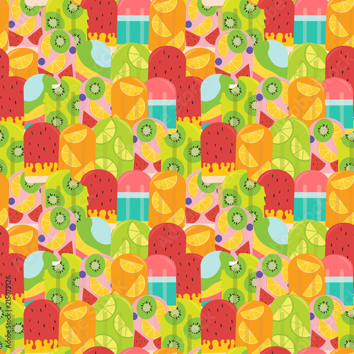 pastel  summer fruit popsicle pattern seamless