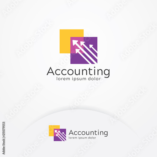 Accounting logo, Vector square symbol with arrows growing up, Accounting vector logo template