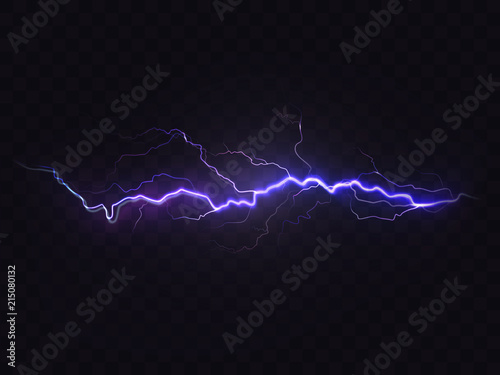 Fototapeta Vector realistic lightning isolated on black background
