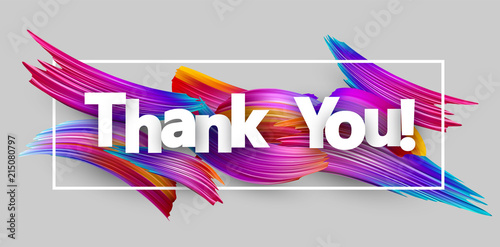 Thank you paper poster with colorful brush strokes.