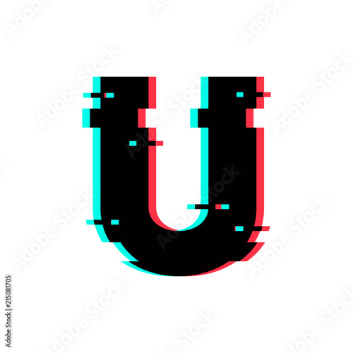 Vector Logo Letter U Glitch Distortion