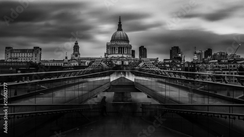 bridge with old buildings, long exposure