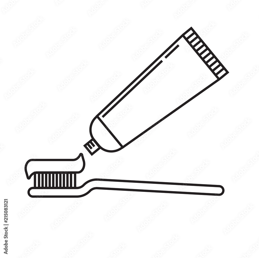 Dental care tooth brush and tooth paste icon. Teeth cleaning. 