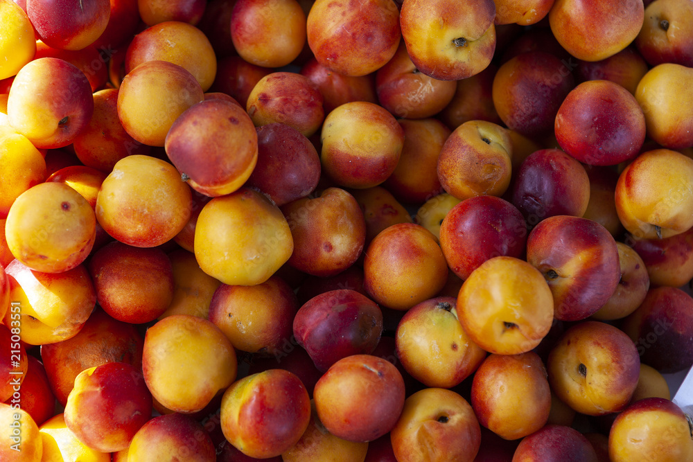 Texture of fresh nectarines top view.