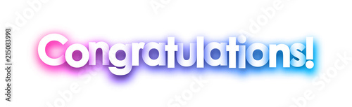 Purple congratulations sign on white background.