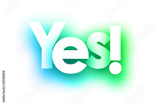 Green yes sign on white background.