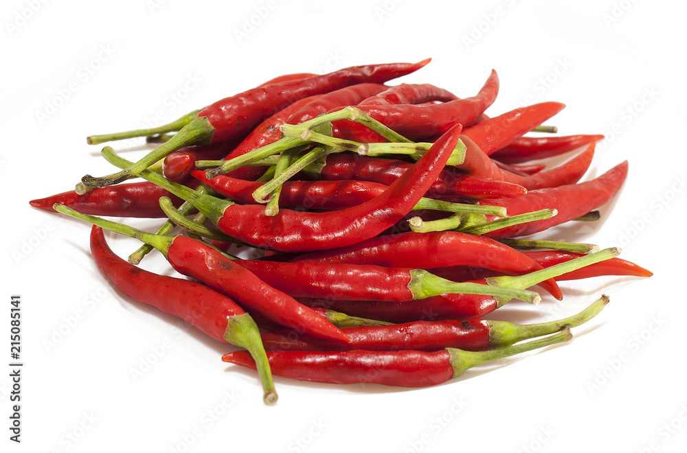 Red chili peppers on white isolated background