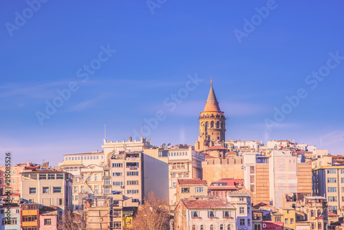 View of famous Galata tower in Istanbul