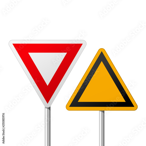 Blank road yield signs - notice symbol