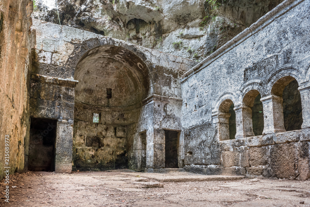Obraz premium Virgin Mary Church built by St. Paulus inside of cave of Chasm of Heaven in Silifke district.Mersin Turkey