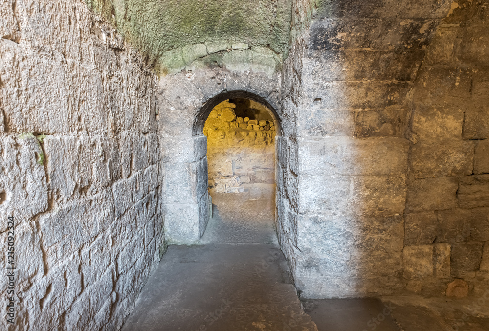 Interior of Aya Tekla underground cave Church also known as Saint Aya Thecla ,Aya Thekla, is ruined historic church of Byzantine.Silifke,Mersin,Turkey.