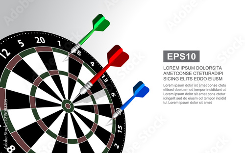 Dartboard vector illustration isolated for darts game. Target in the center. photo