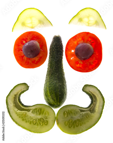 Fototapeta Naklejka Na Ścianę i Meble -  happy face from vegetable - food for children