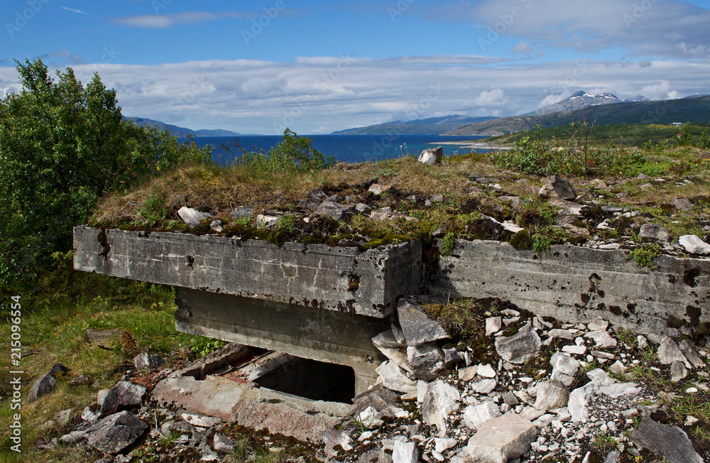 Old war fortifications in Norway fiord, Evenes