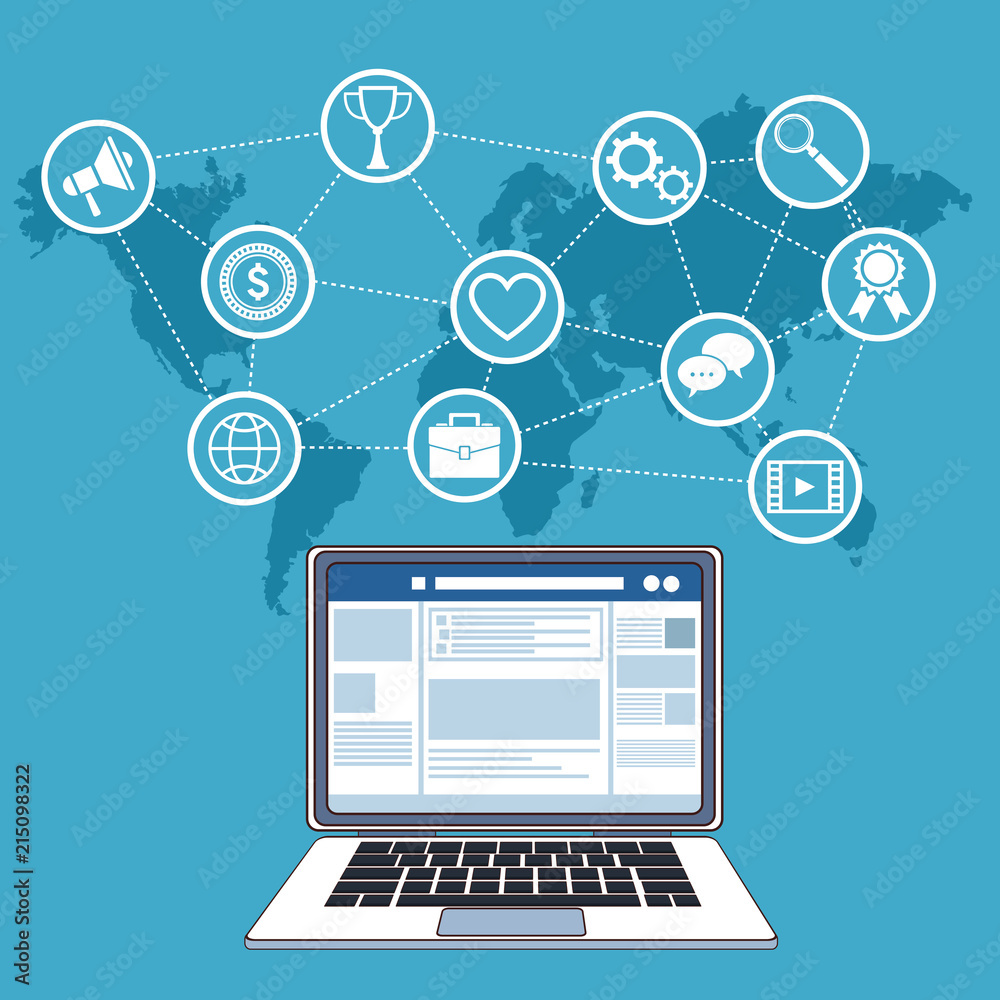 Social network laptop and people online vector illustration graphic design Social network laptop and people online vector illustration graphic design