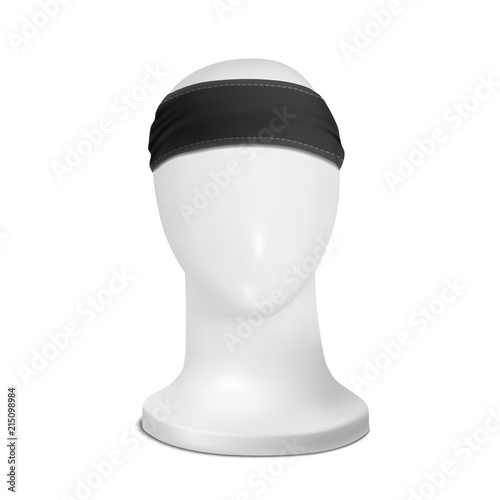 Vector. Mock Up. Black Bandana (buff) forehead on the manekenium head