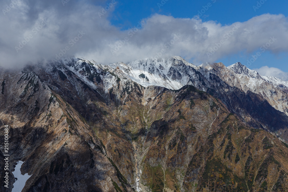 初冠雪の白馬三山