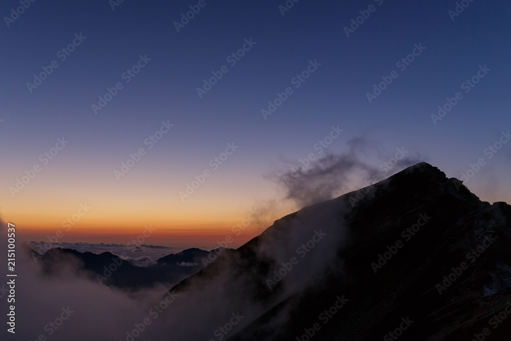 唐松岳と夕景 唐松岳と夕景