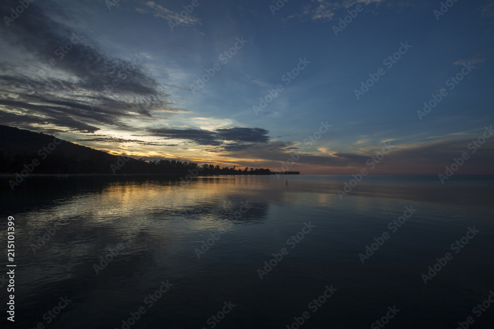 Sunset on the beach, Burong Mandi Beach, Belitung Island Indonesia