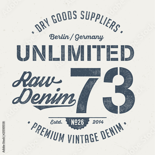 Unlimited Raw Denim - Vintage Tee Design For Print