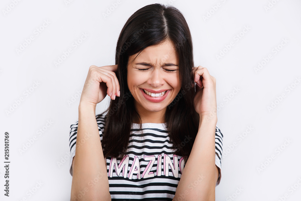 Positive human emotions. Headshot of happy emotional girl Positive human emotions. Headshot of happy emotional girl