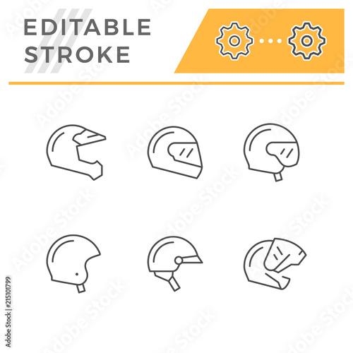 Set line icons of motorcycle helmet