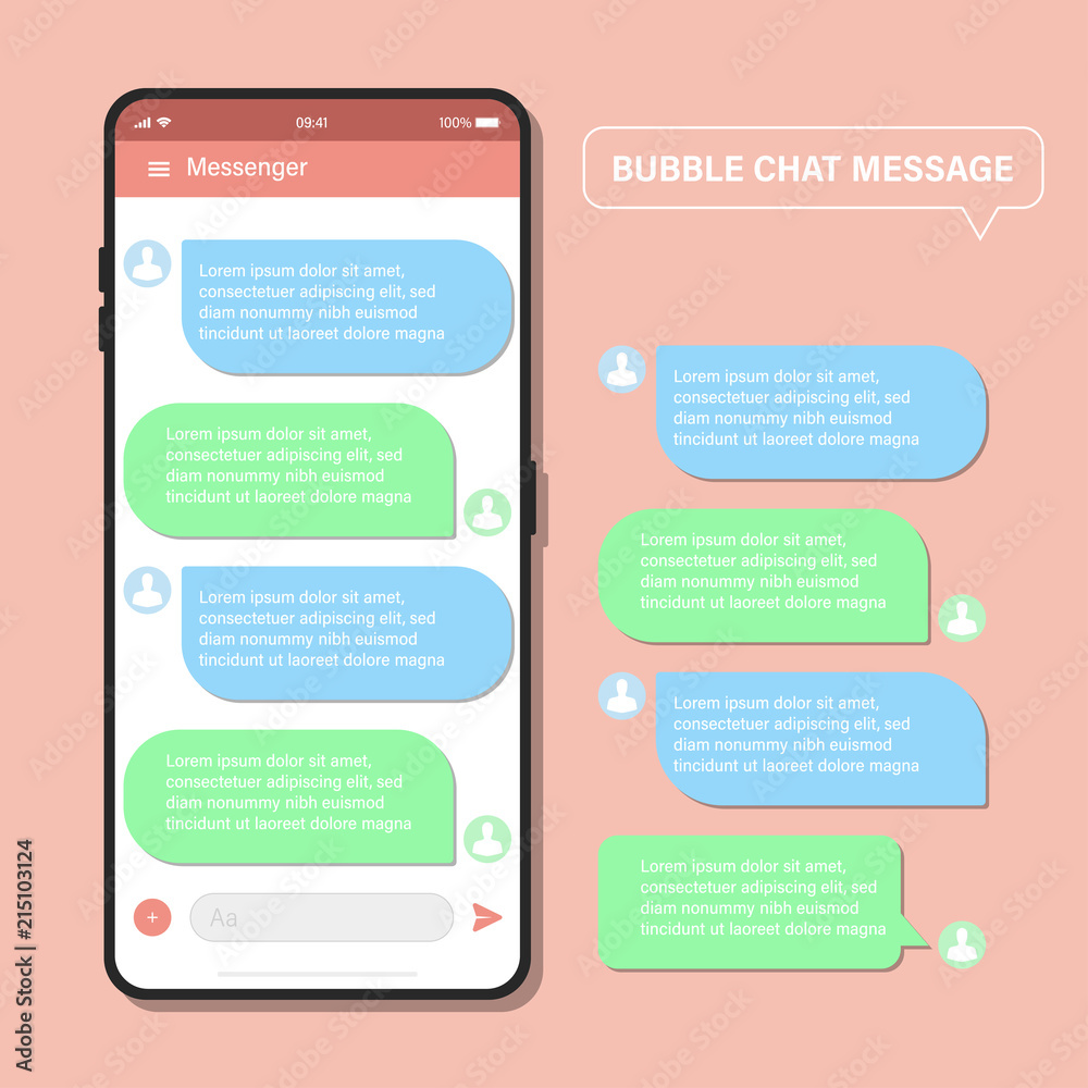 Mobile phone chat message concept isolated on red color background. Mobile phone chat message concept isolated on red color background.