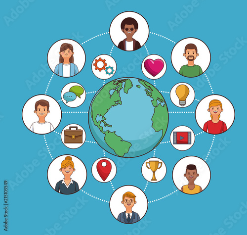 People around the world and social network symbols vector illustration graphic design photo