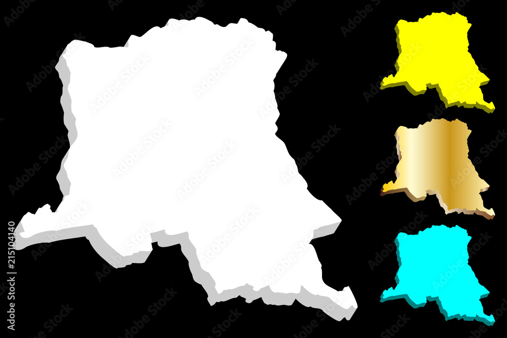 3D map of Democratic Republic of the Congo (DR Congo, DRC, Congo ...