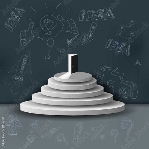 The business ladder. The concept of striving for success, innovative financial idea. Sketch. Vector illustration of 3 D template for presentations.